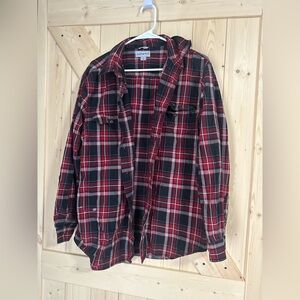 Mens Carhartt Relaxed Fit Long Sleeve Plaid Cotton Shirt L Reg